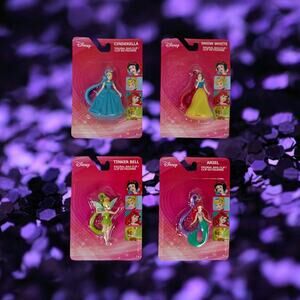 Set 4 Disney Princess Figural Bag Clips Cinderella Snow White Ariel Tinker Bell